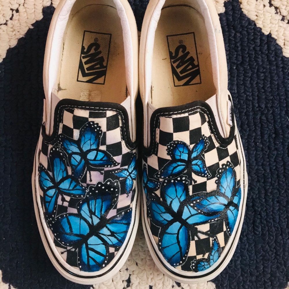Custom painted butterfly Vans canvas shoes